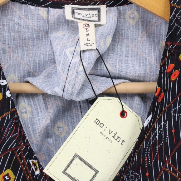 Mo:vint By Anthropologie Blouse Top Womens XS Multicolor Short Sleeve Casual NWT - Picture 7 of 9